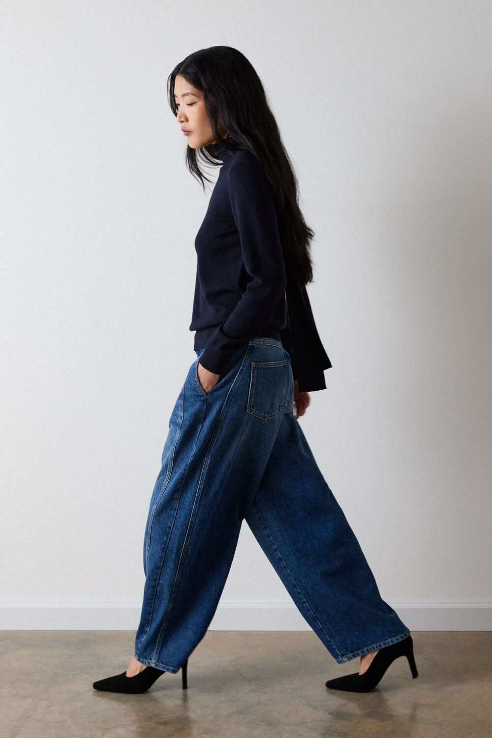 Navy Tie Neck Detail Knit
