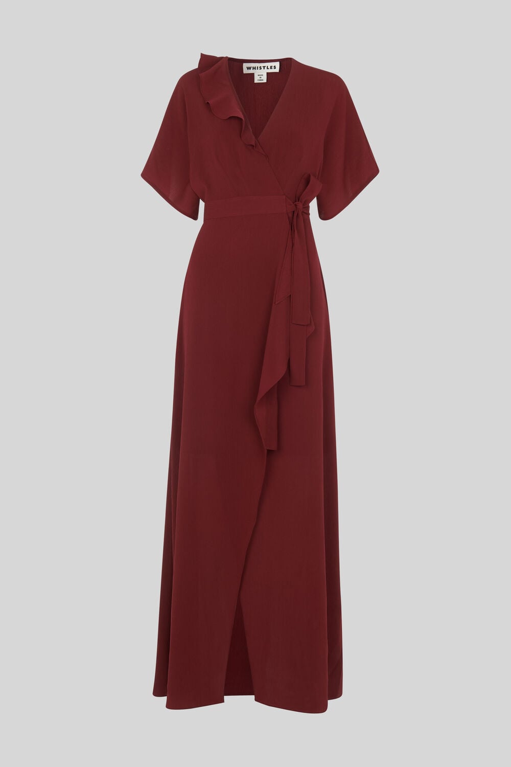 Nova Frill Wrap Maxi Dress Burgundy