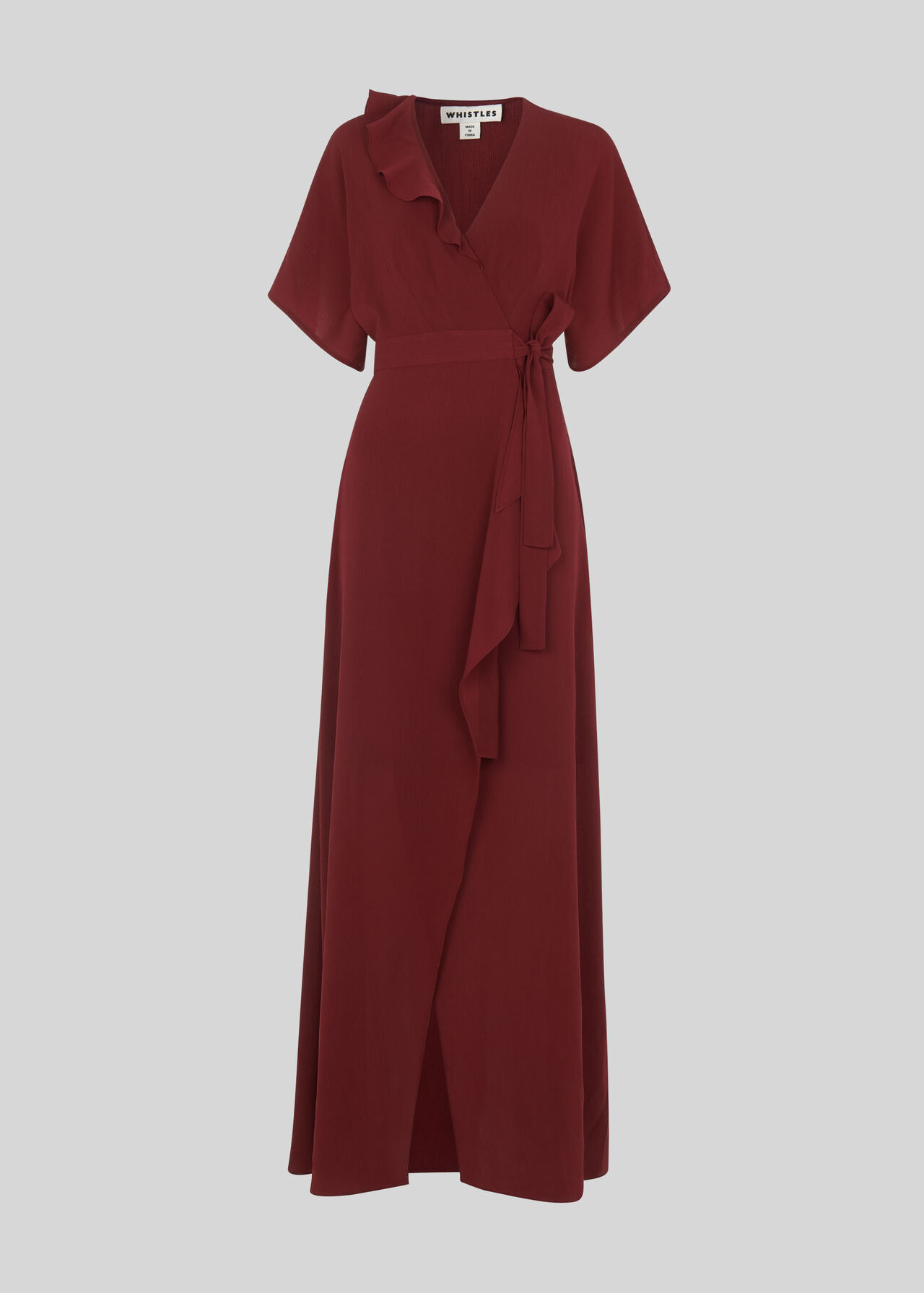 Nova Frill Wrap Maxi Dress Burgundy