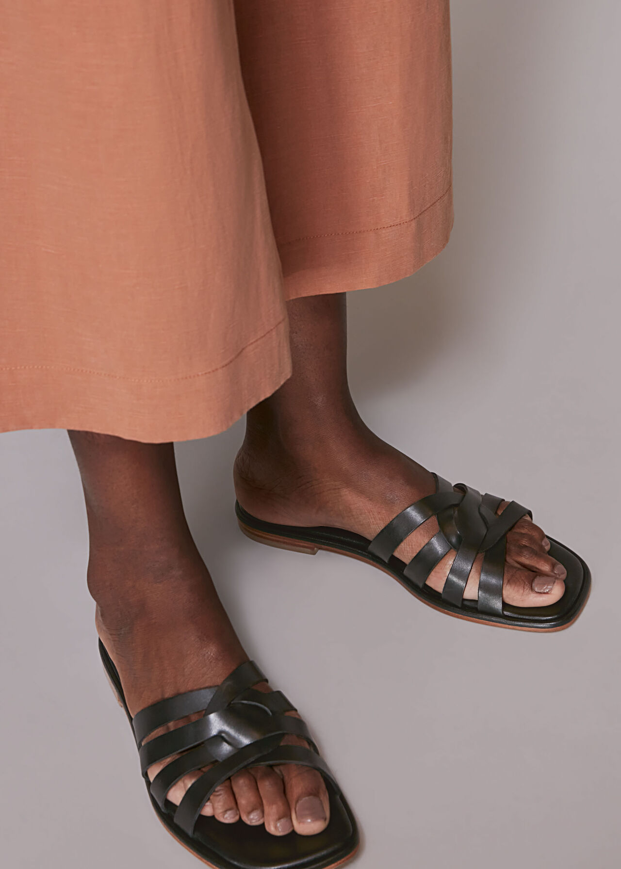 Black Cece Woven Slide | WHISTLES