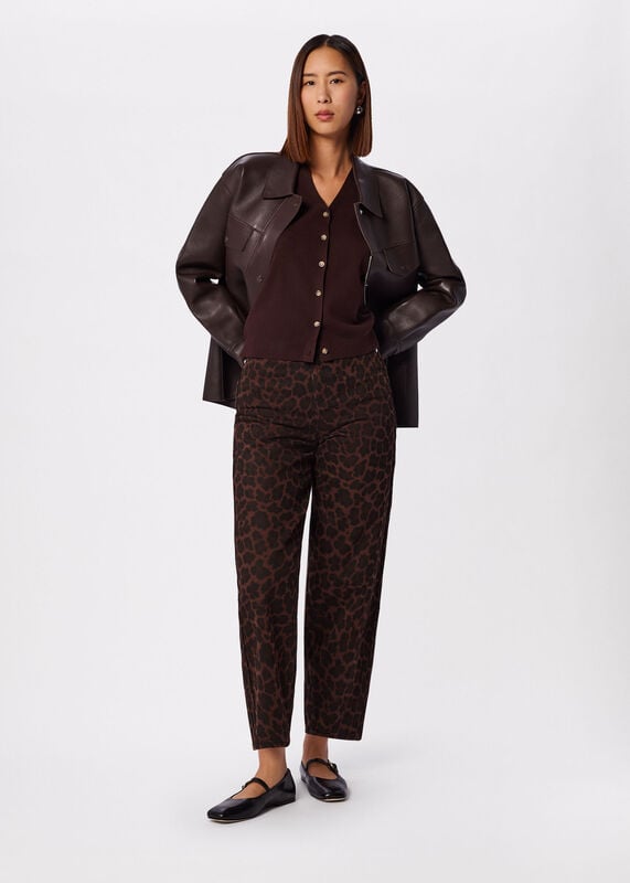 Leopard Print Barrel Jean