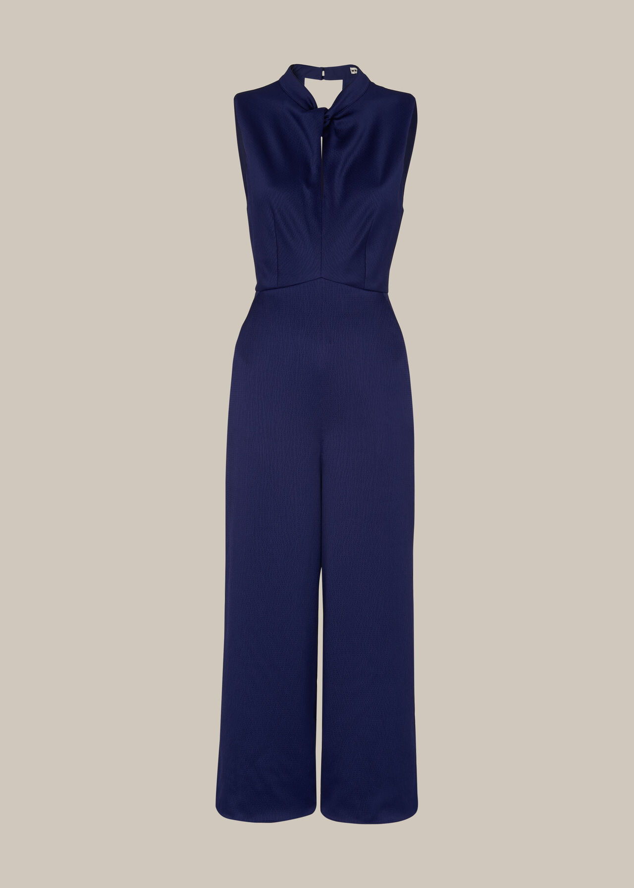 Hammered Satin Twist Jumpsuit Navy