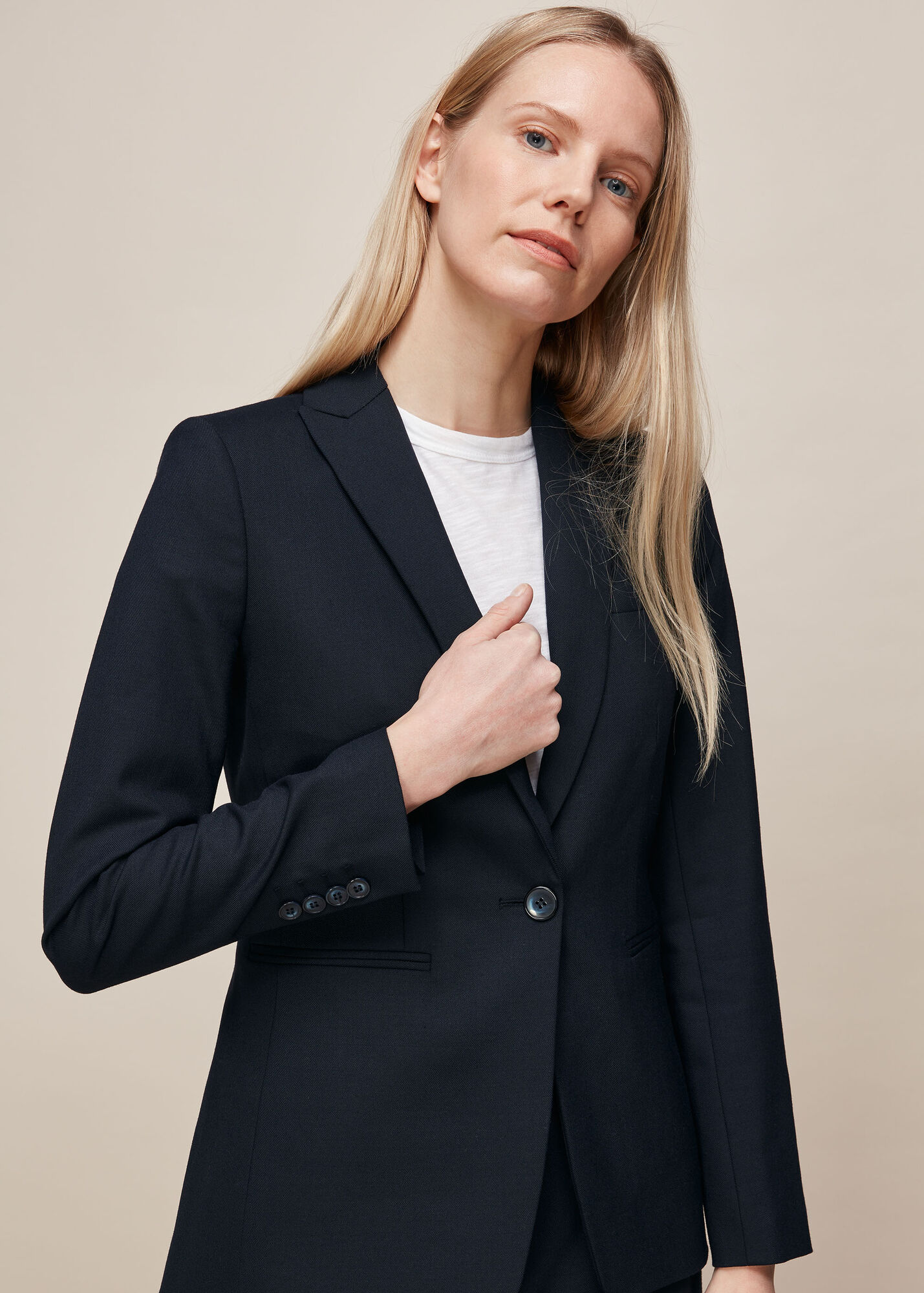 Navy Anita Single Breasted Jacket WHISTLES