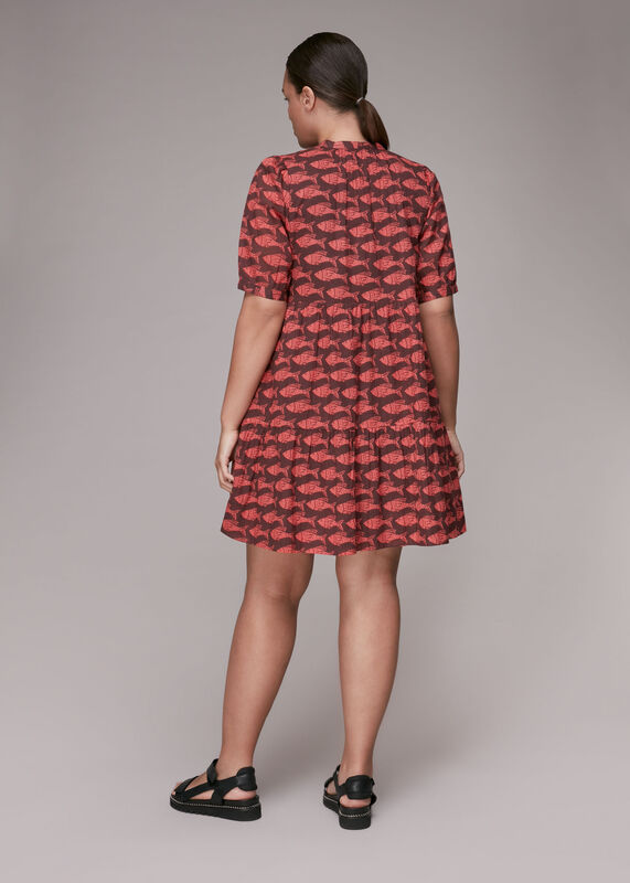 Pink Pisces Print Trapeze Dress