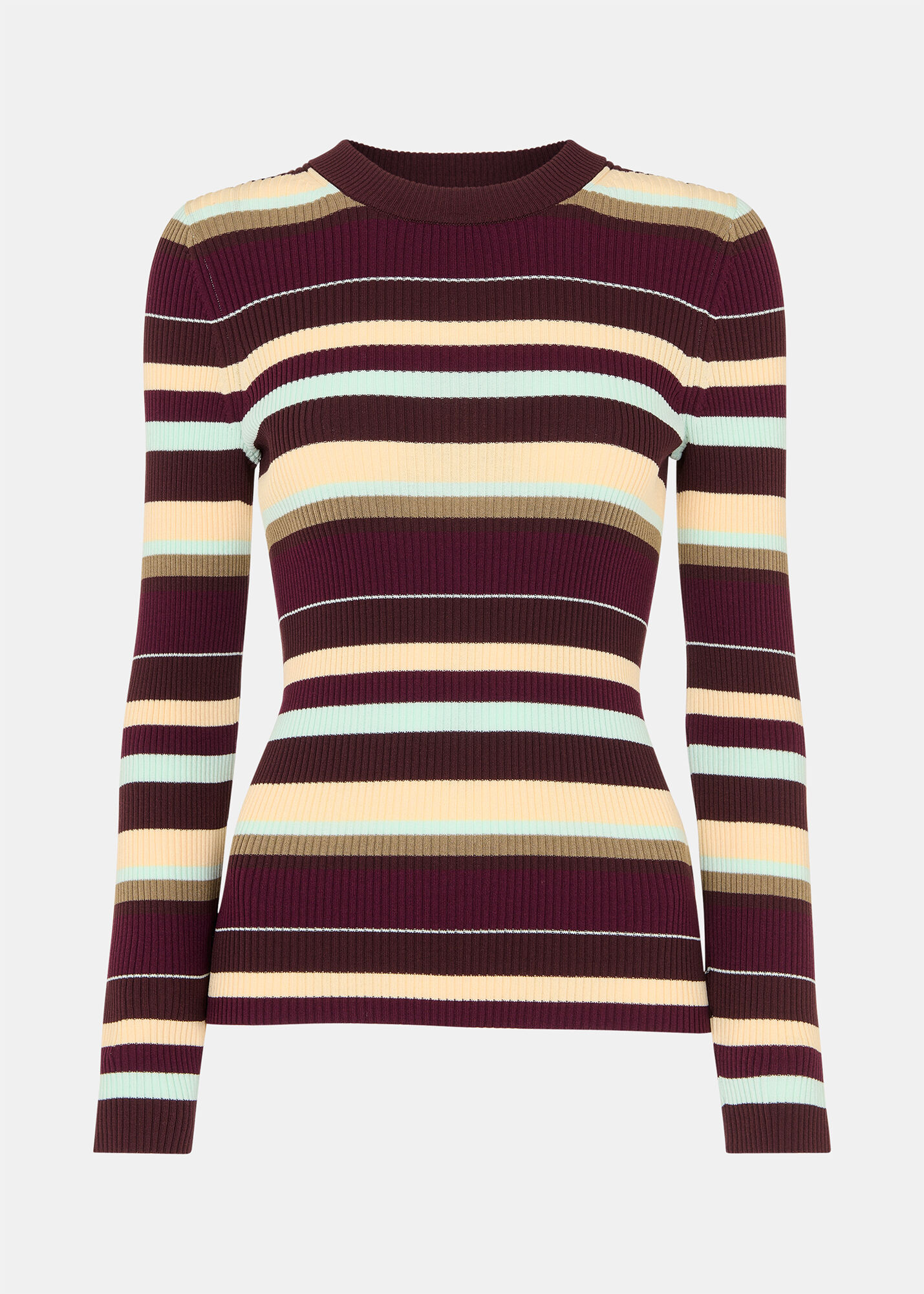 Multicolour Multi Stripe Crew Neck Knit | WHISTLES | Whistles UK |