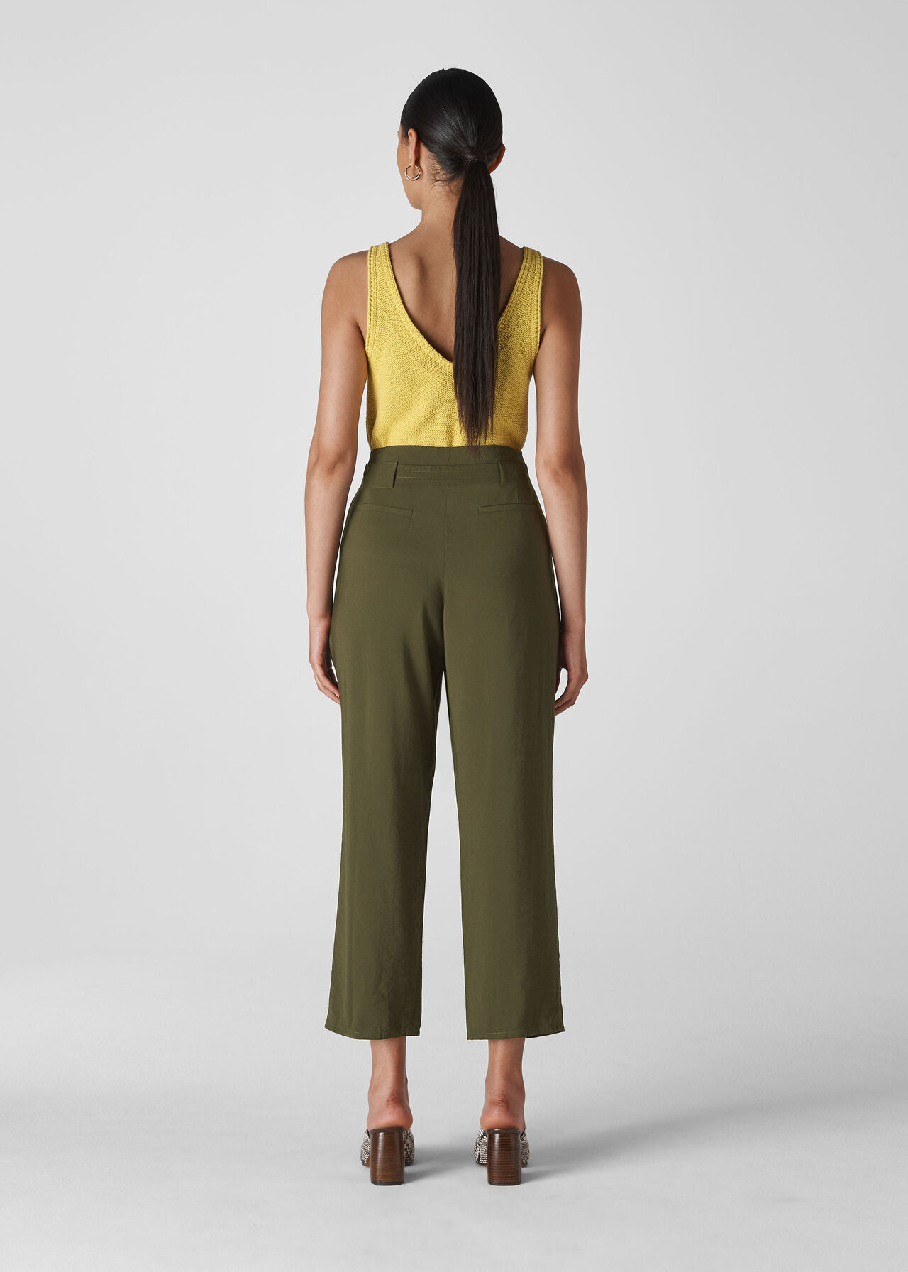 Belted Casual Crop Trouser Khaki