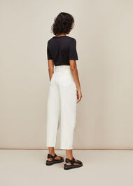High Waist Barrel Leg Jean White