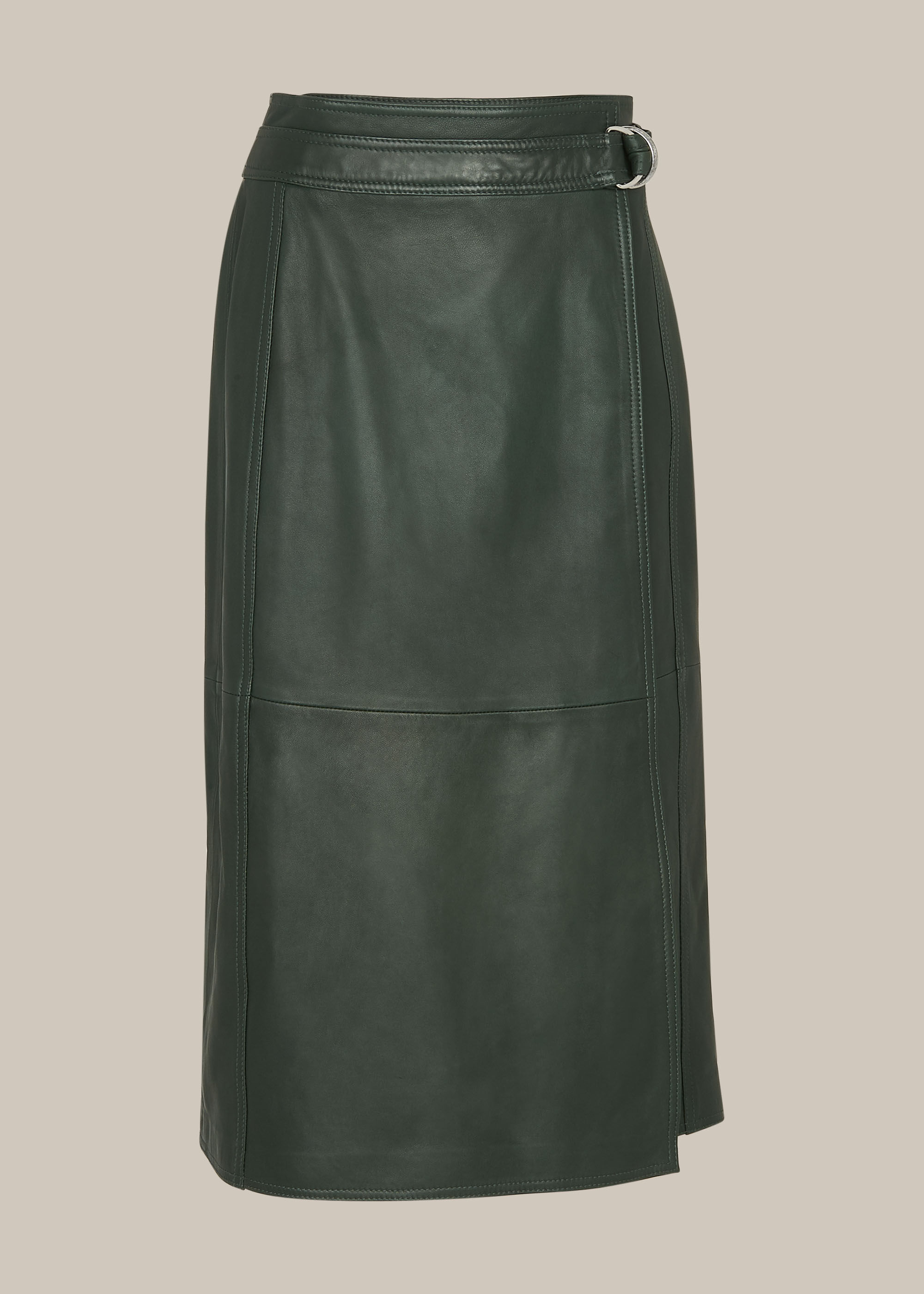 Dark Green Selina Leather Wrap Skirt