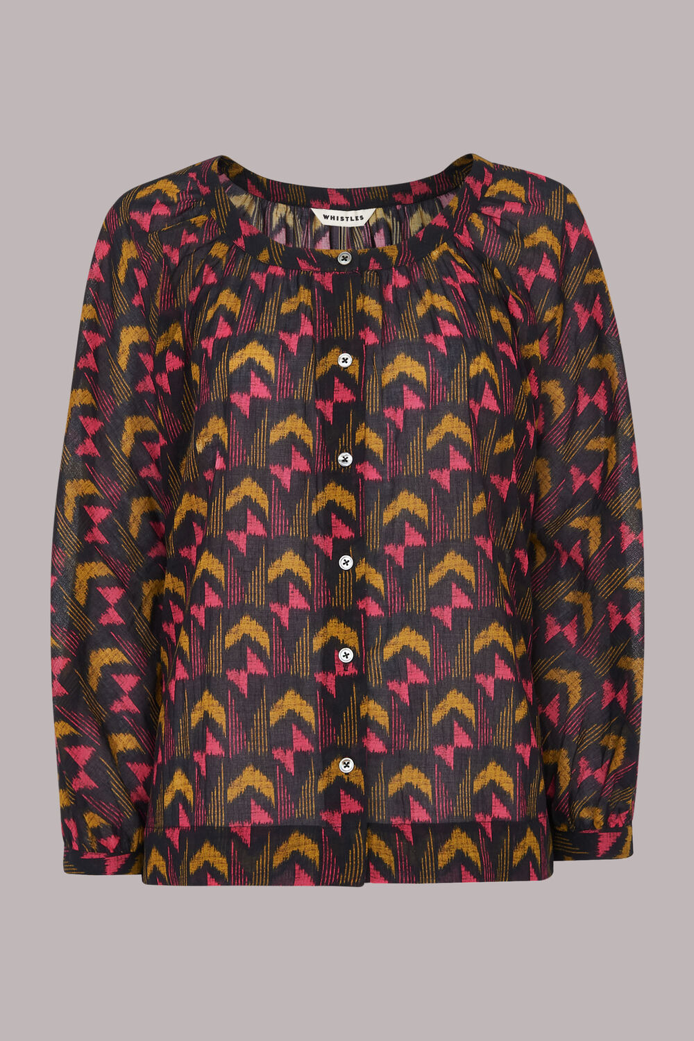 Multicolour Geometric Ikat Voile Blouse