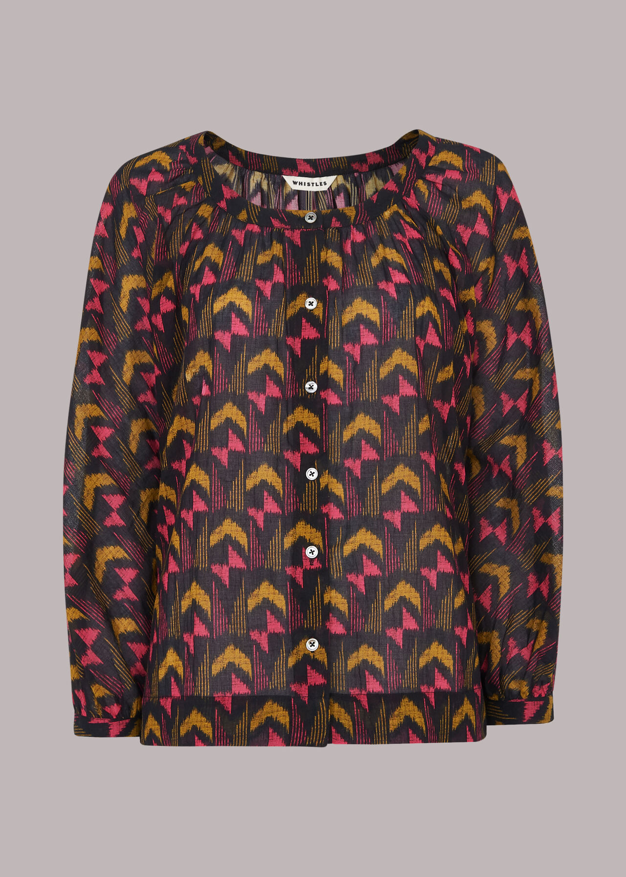 Geometric Ikat Voile Blouse Multicolour