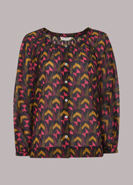 Geometric Ikat Voile Blouse Multicolour