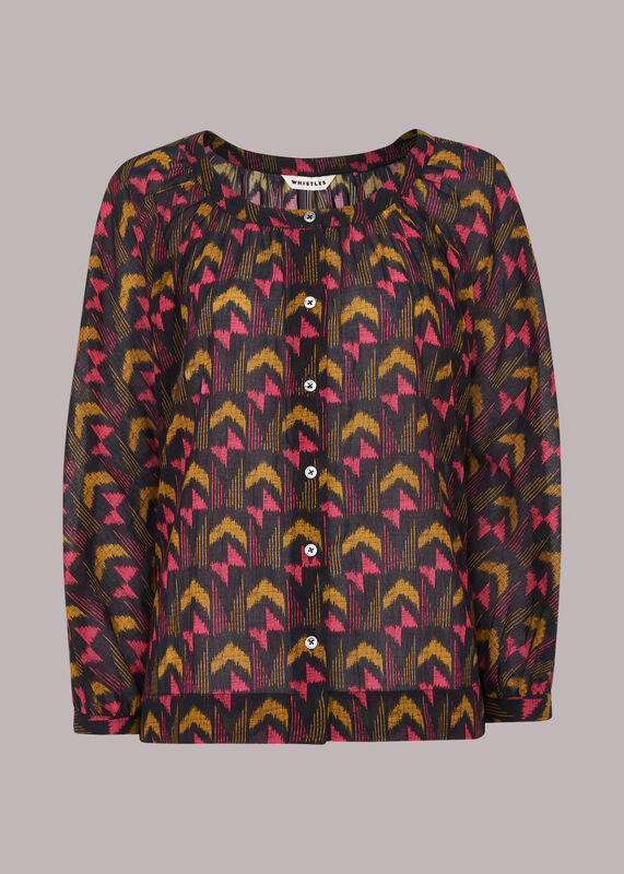 Geometric Ikat Voile Blouse