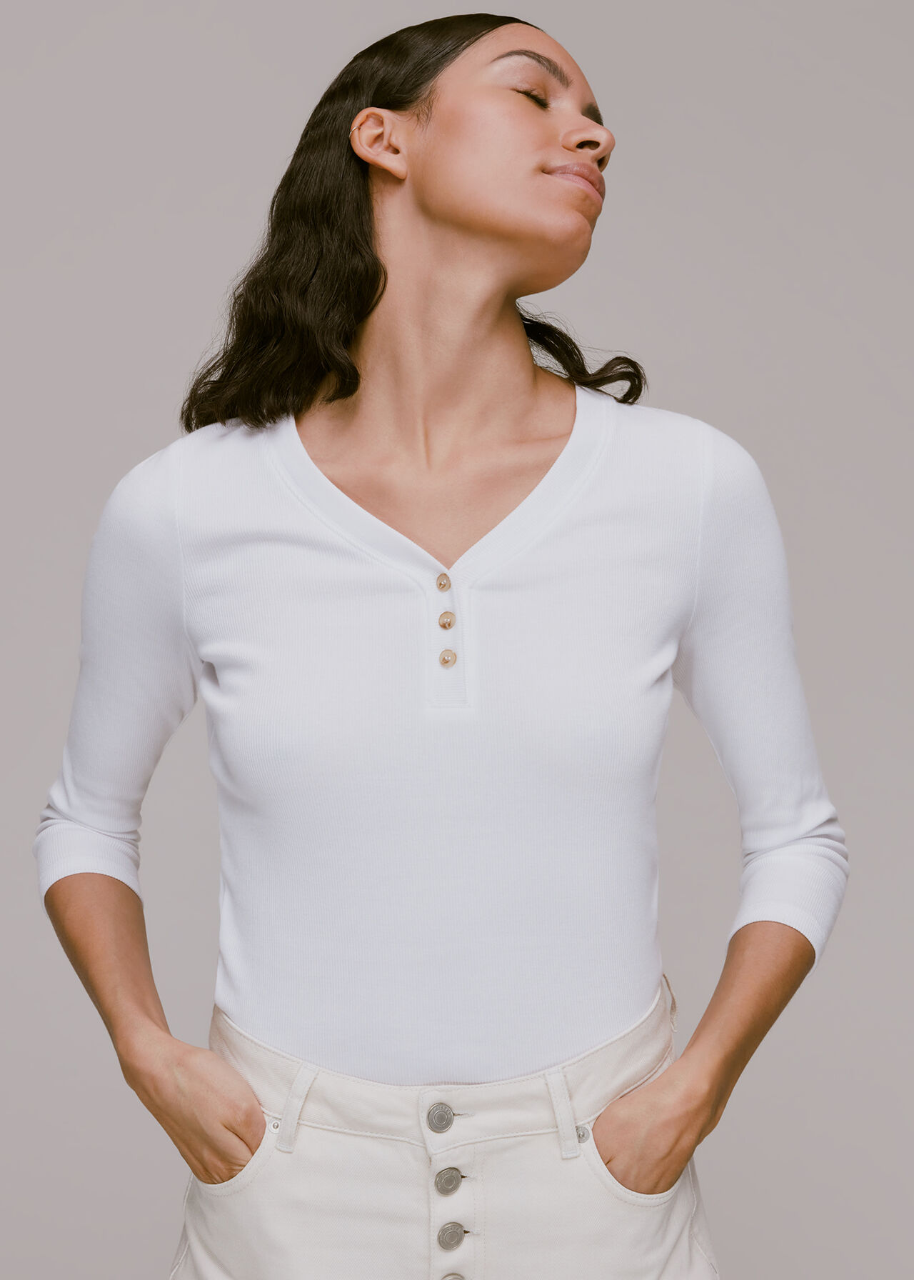 Paiton Ribbed Button Front Top