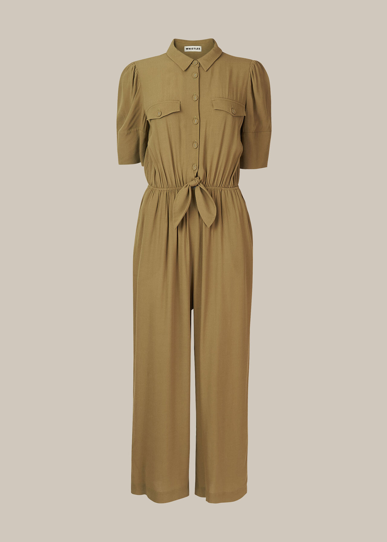 Hanne Tie Front Jumpsuit Khaki