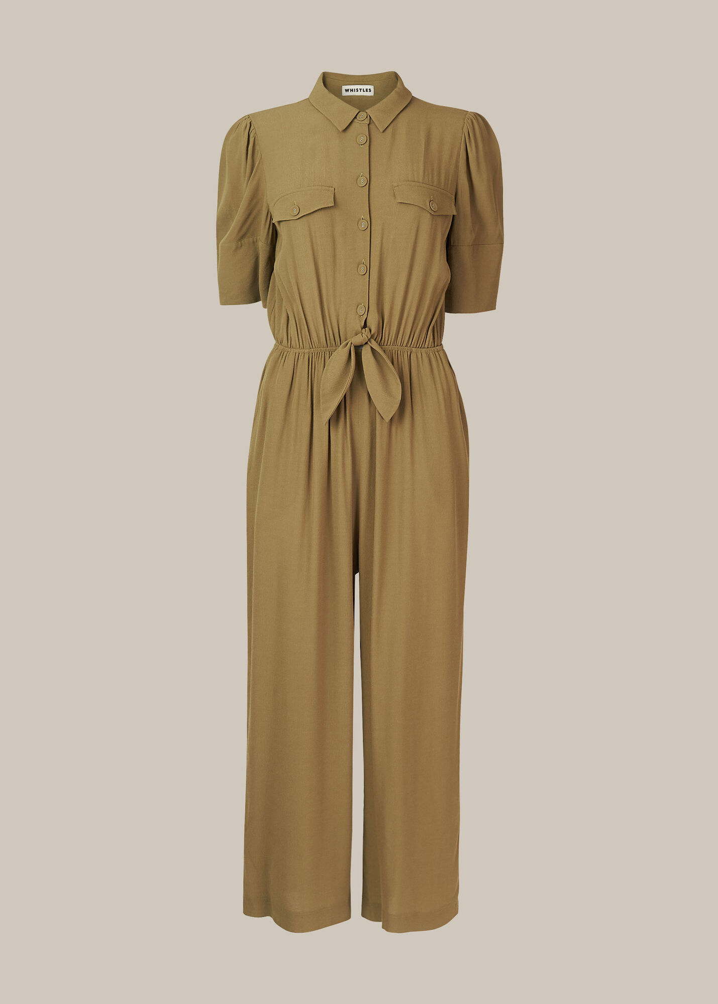 Khaki Hanne Tie Front Jumpsuit WHISTLES