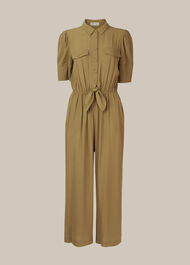 Hanne Tie Front Jumpsuit Khaki