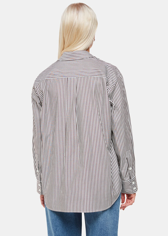 Black Petite Stripe Relaxed Fit Shirt