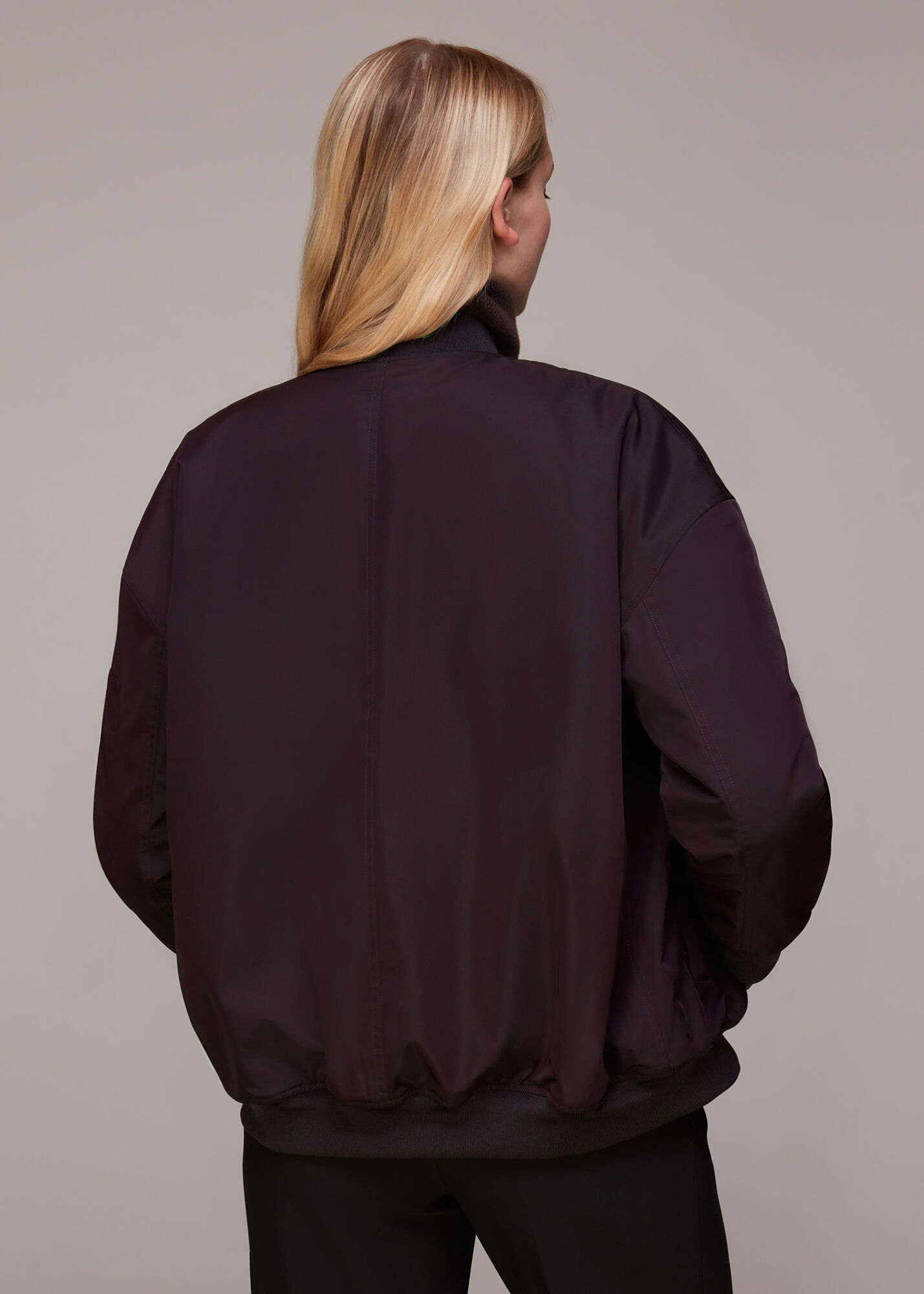 Brown Bomber Jacket in a Relaxed Fit with Side Pockets Whistles