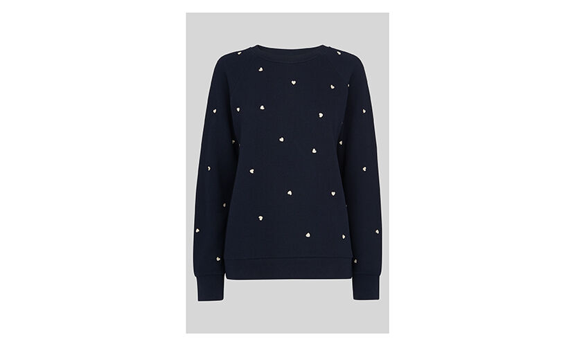 Whistles heart outlet embroidered sweatshirt