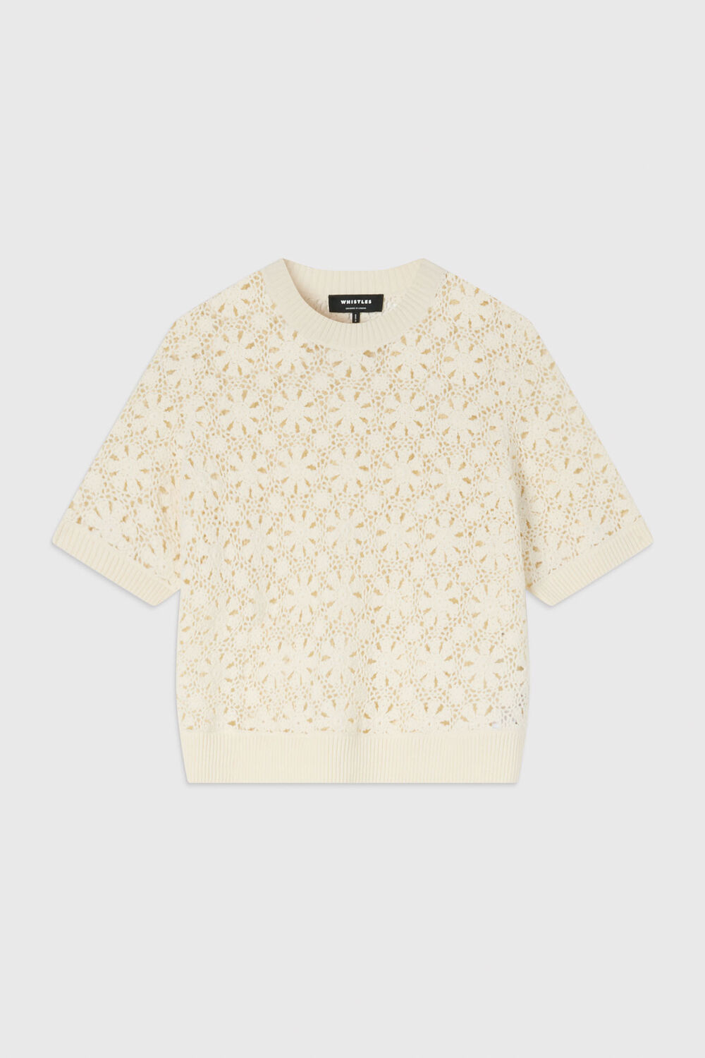 Ivory Cotton Crochet Detail Tshirt
