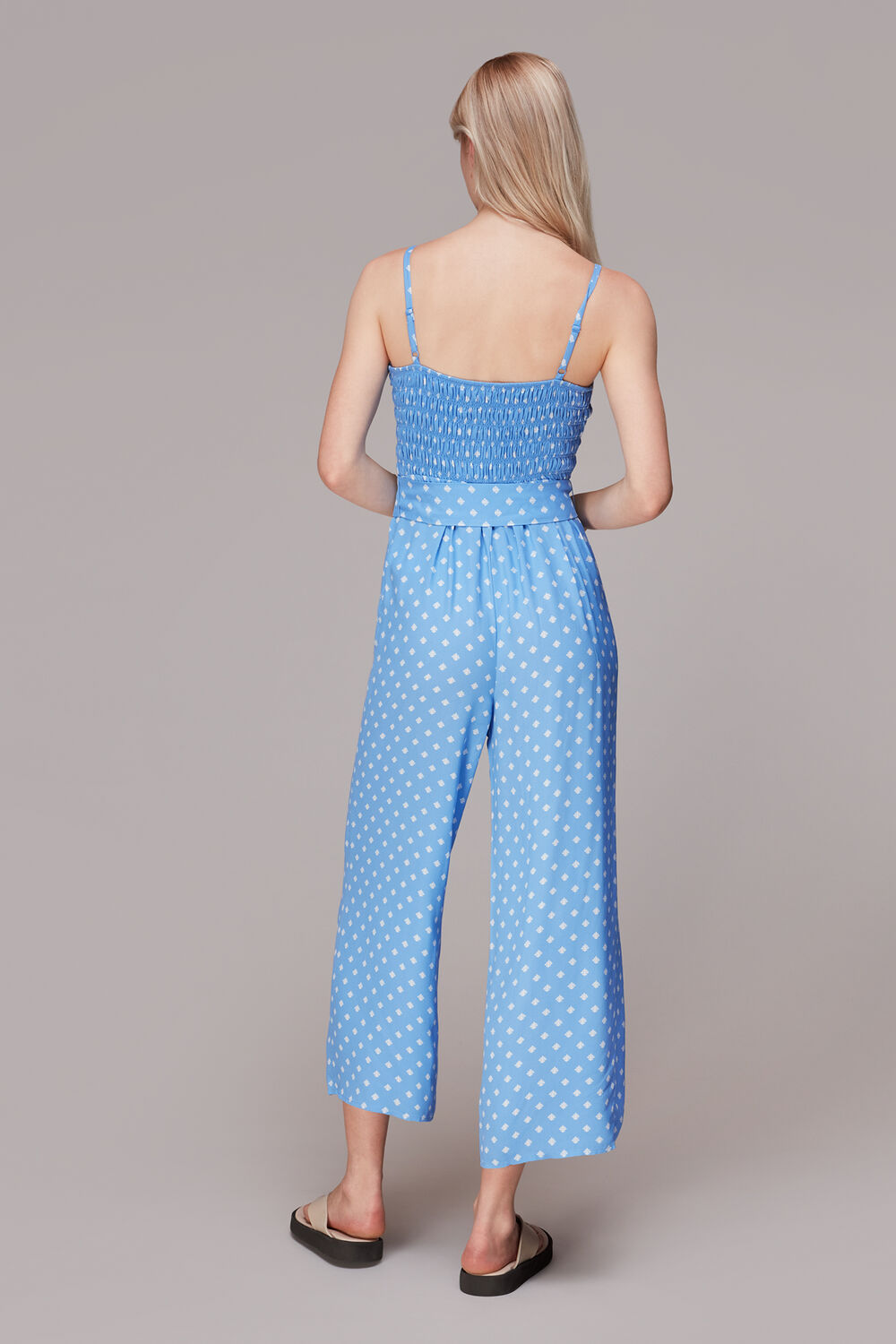 Rounded Leaf Shirred Jumpsuit