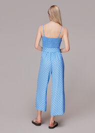 Rounded Leaf Shirred Jumpsuit