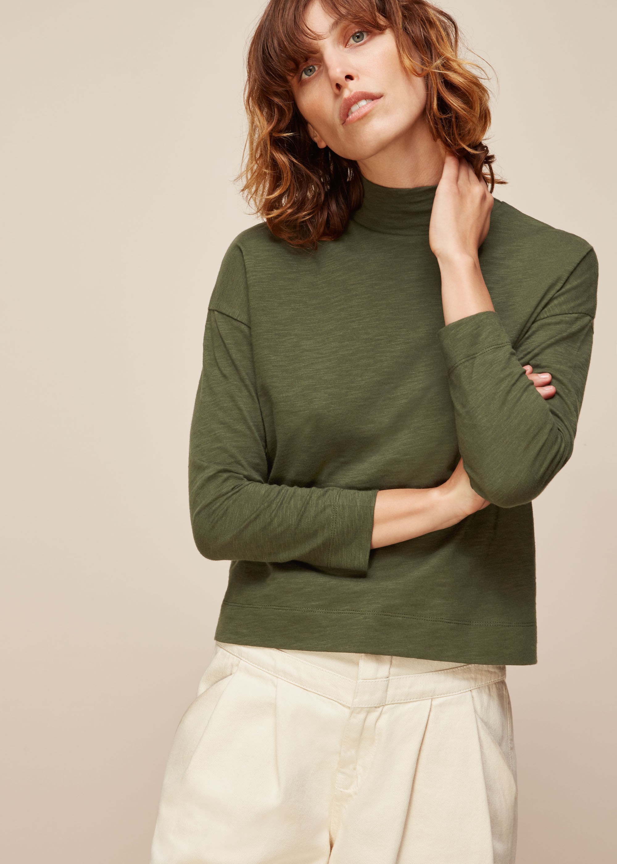 Khaki high neck top top
