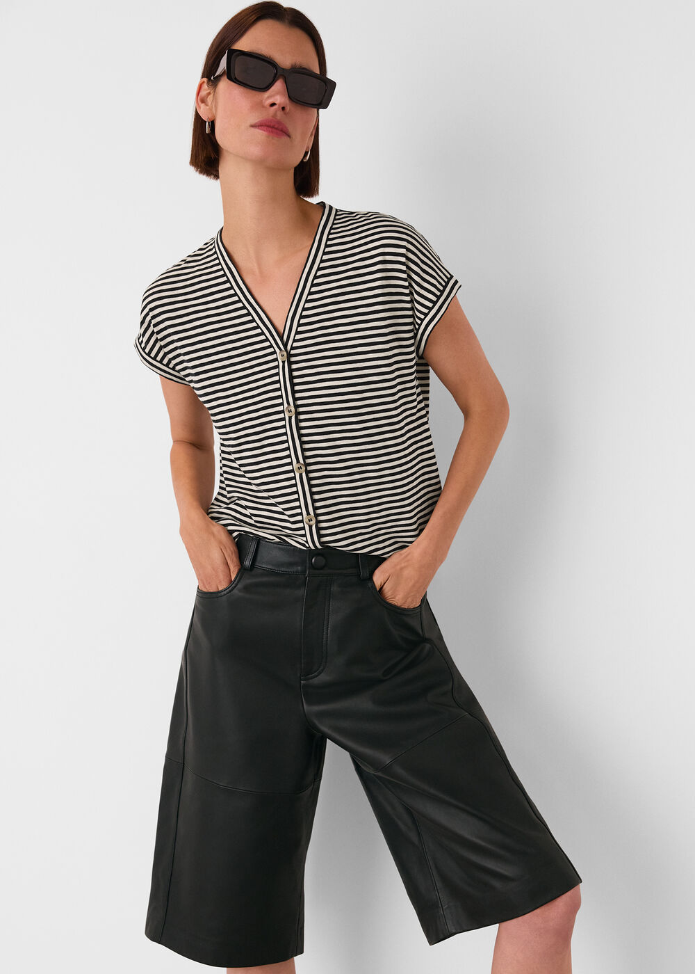 Jilly Stripe Button Top