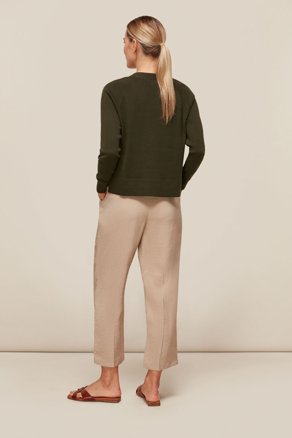 Button Front Cardigan Khaki