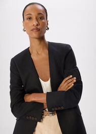 Petite Collarless Linen Blazer