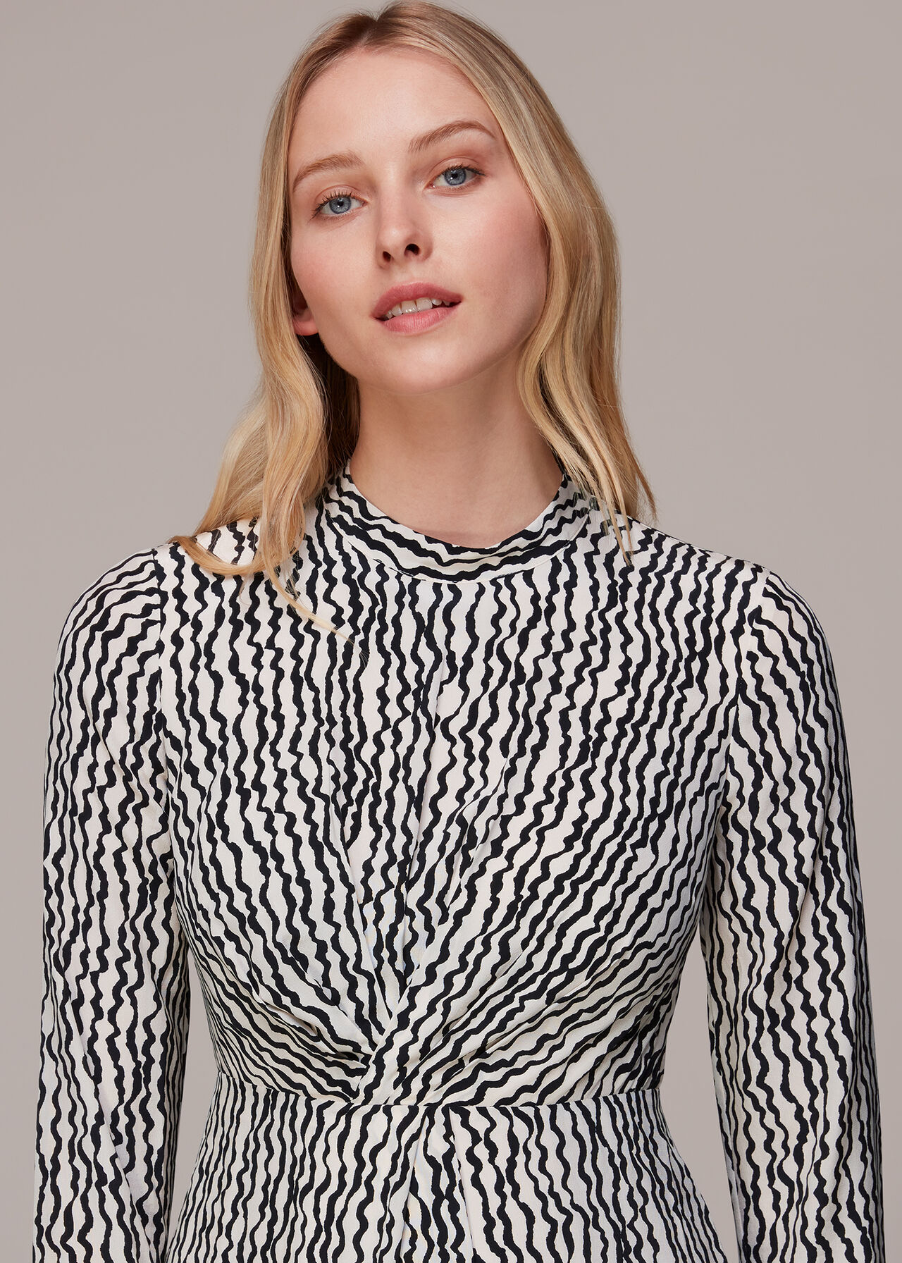 Wiggle Print Silk Midi Dress