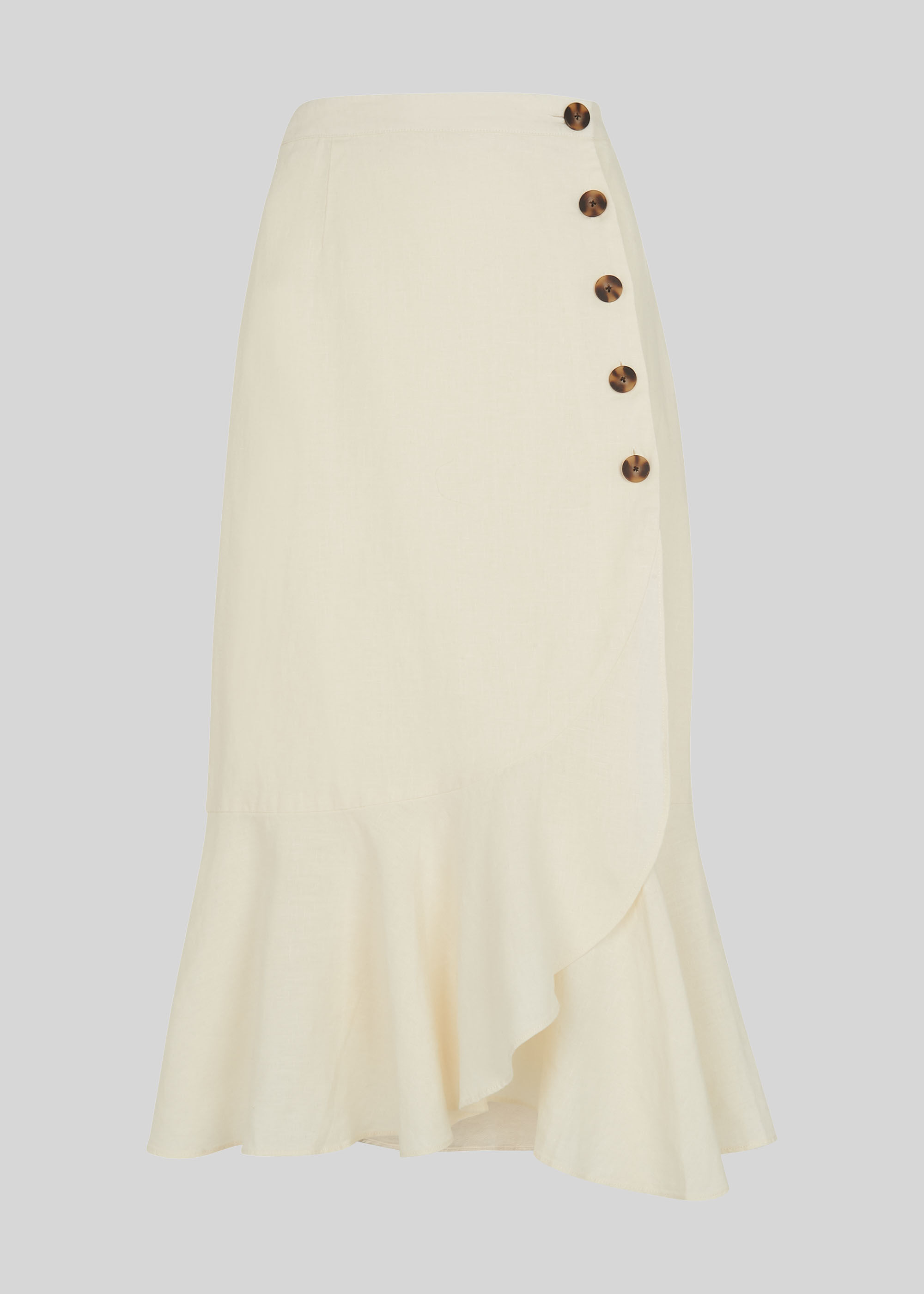 Ivory Multi Linen Button Frill Skirt WHISTLES