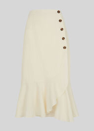 Linen Button Frill Skirt Ivory/Multi