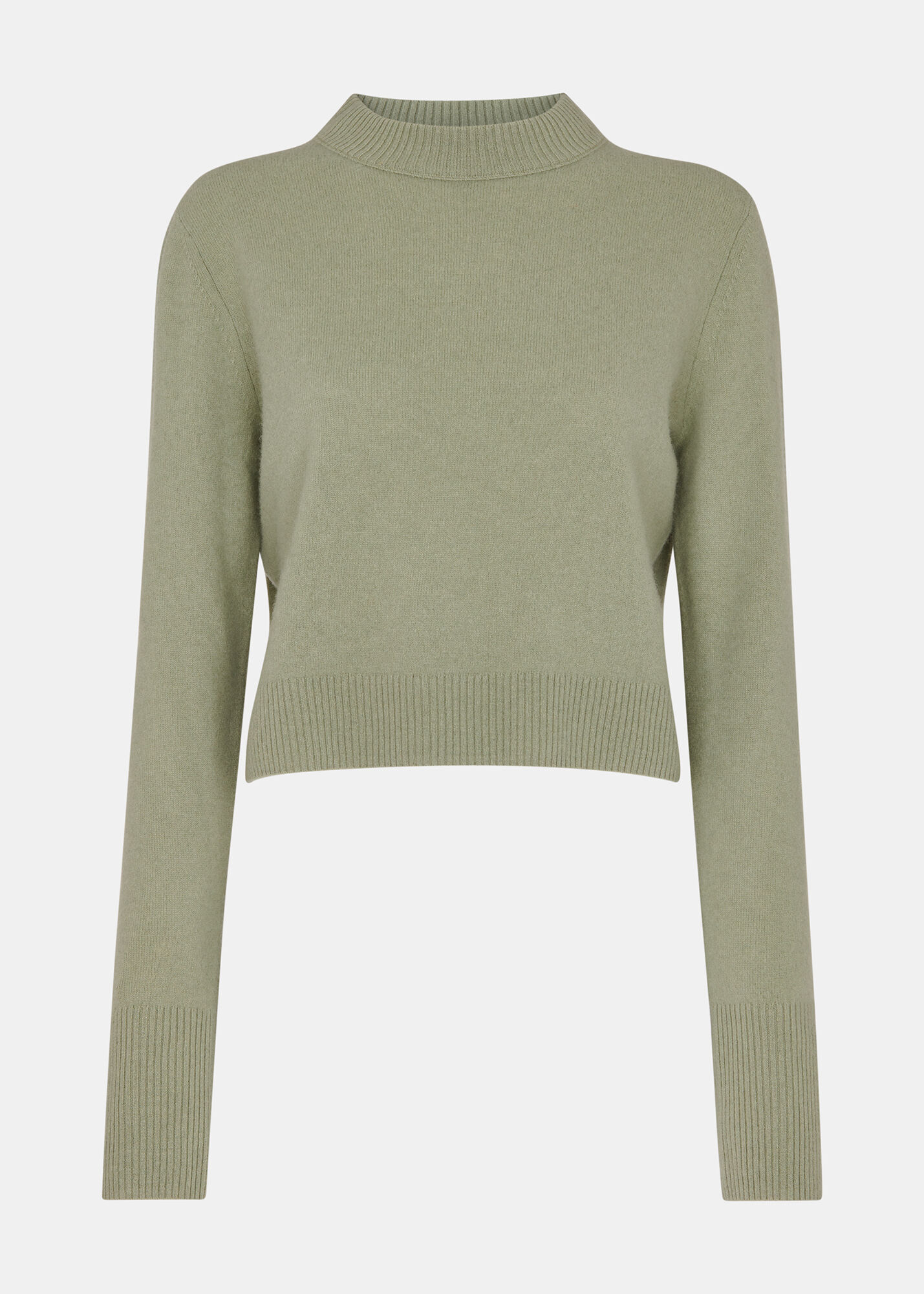 Sage Green Wool Cropped Sweater | WHISTLES | Whistles ROW |