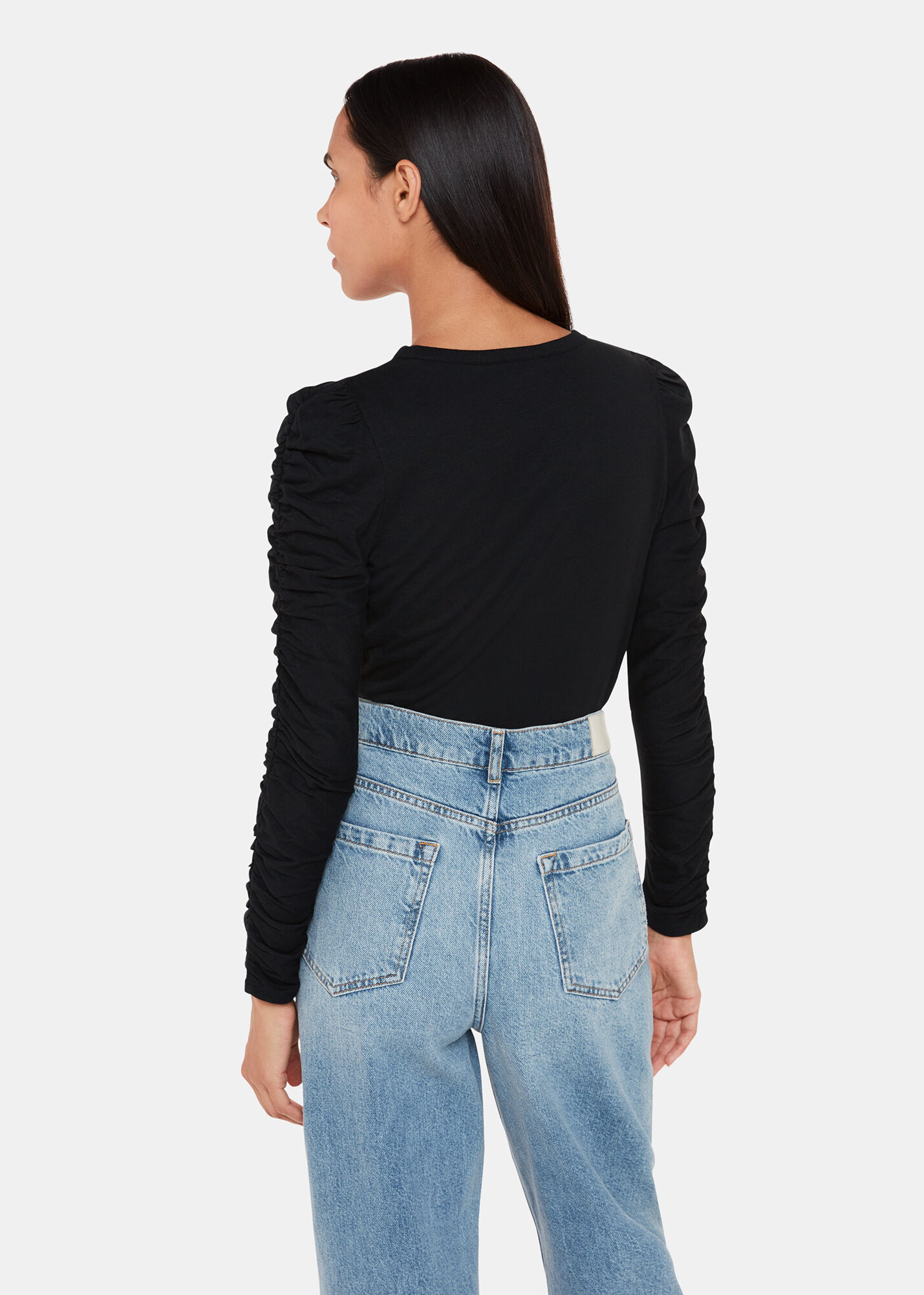 ウィッスルズ WHISTLES Ruched Sleeve Top （Black） Black Ruched Sleeve Top | WHISTLES | Whistles US |