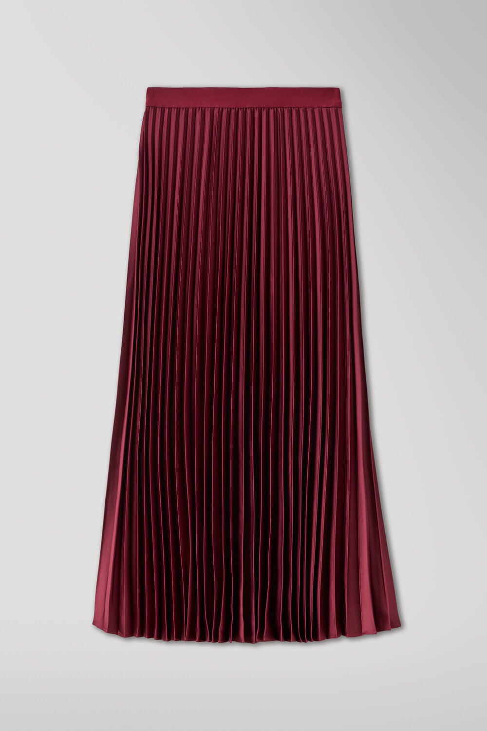 Satin Pleated Midi Skirt