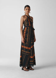 Paisley Scarf Maxi Dress Black/Multi