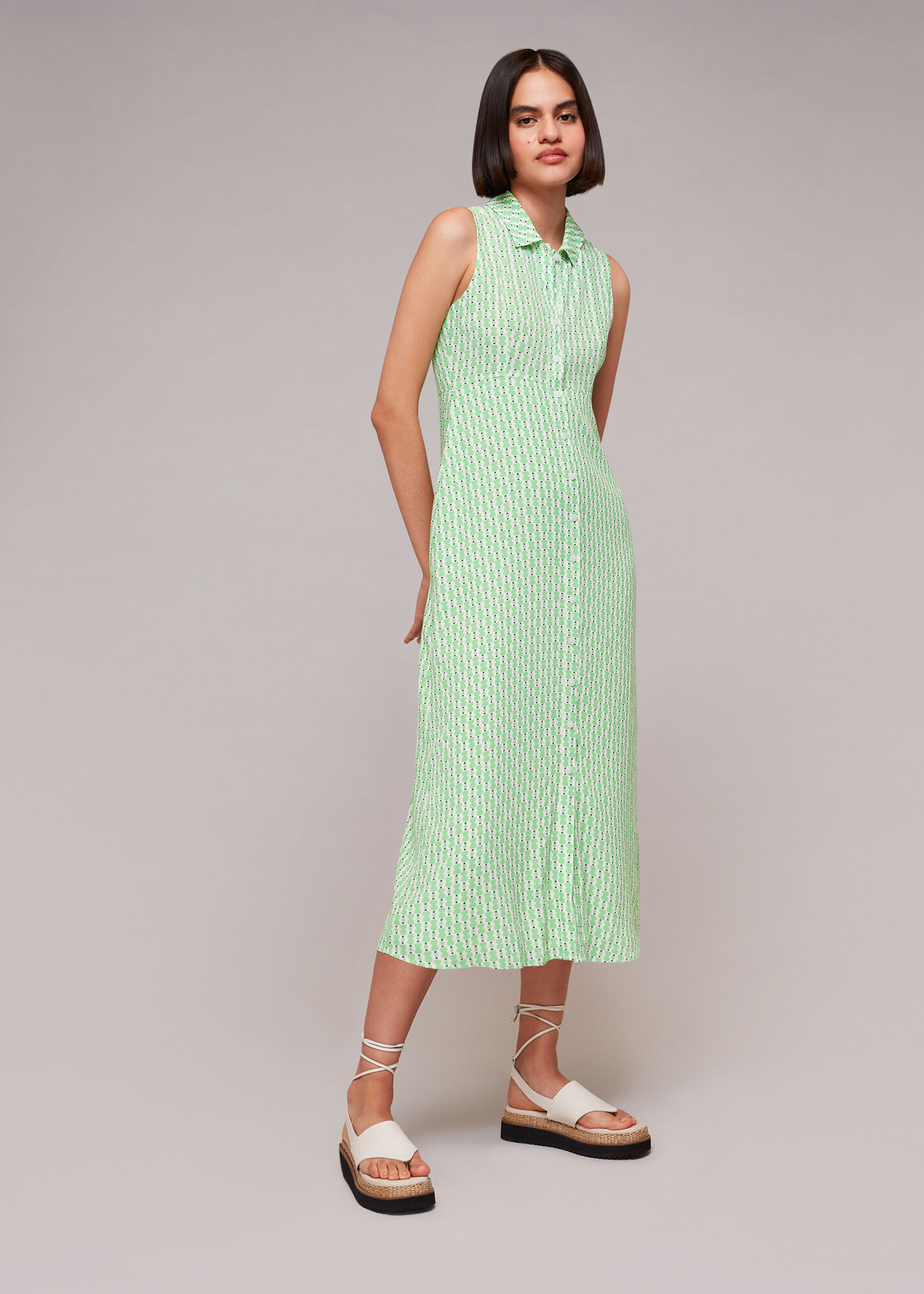 Green/Multi Vertical Stack Shirt Dress | WHISTLES 