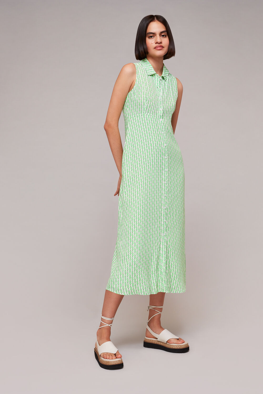 Vertical Stack Shirt Dress