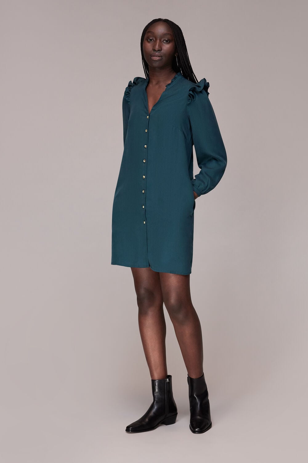 Teal Katie Button Through Dress
