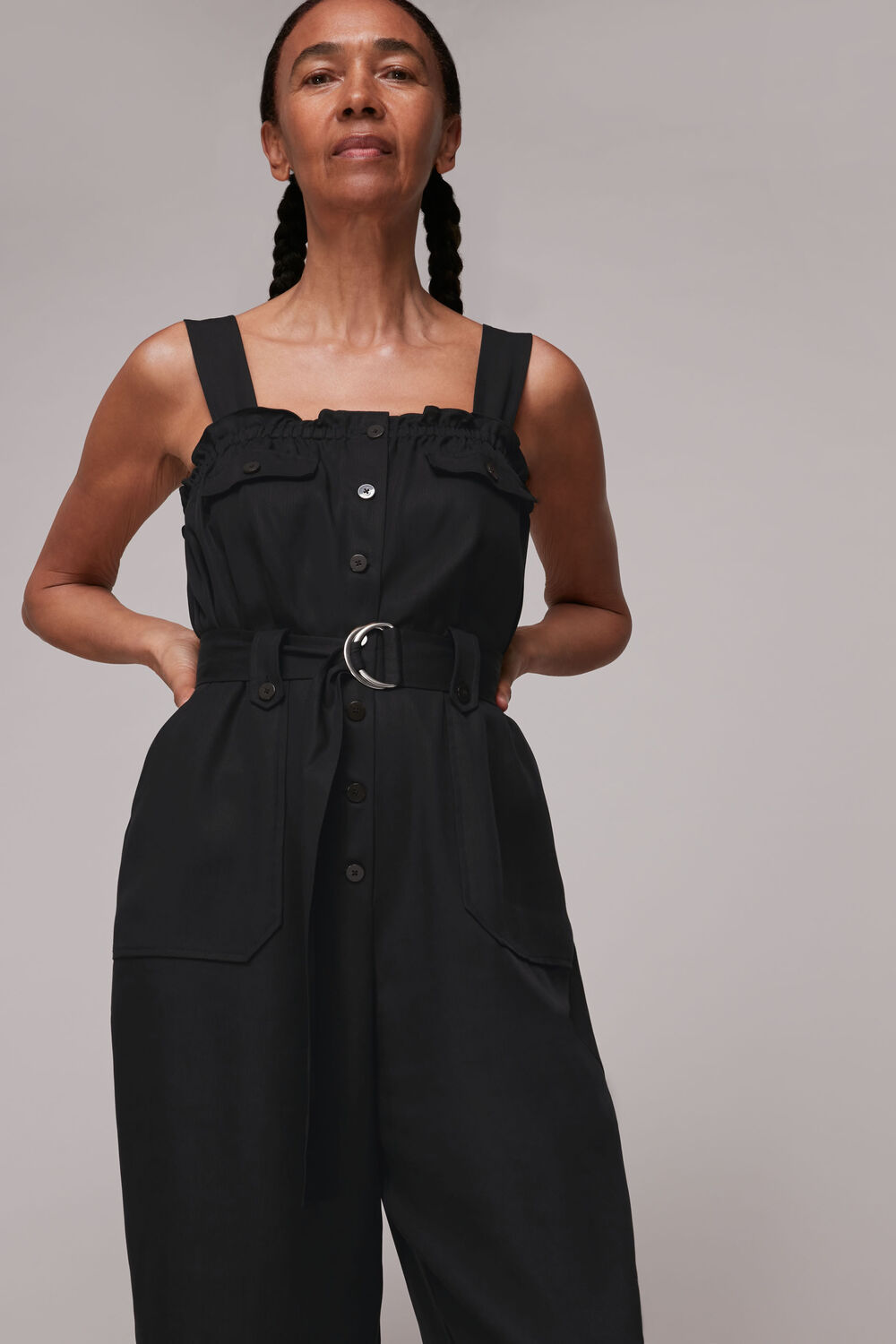 Frill Utility Belted Jumpsuit
