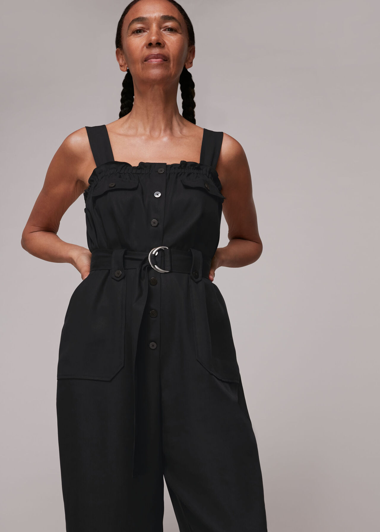 Frill Utility Belted Jumpsuit