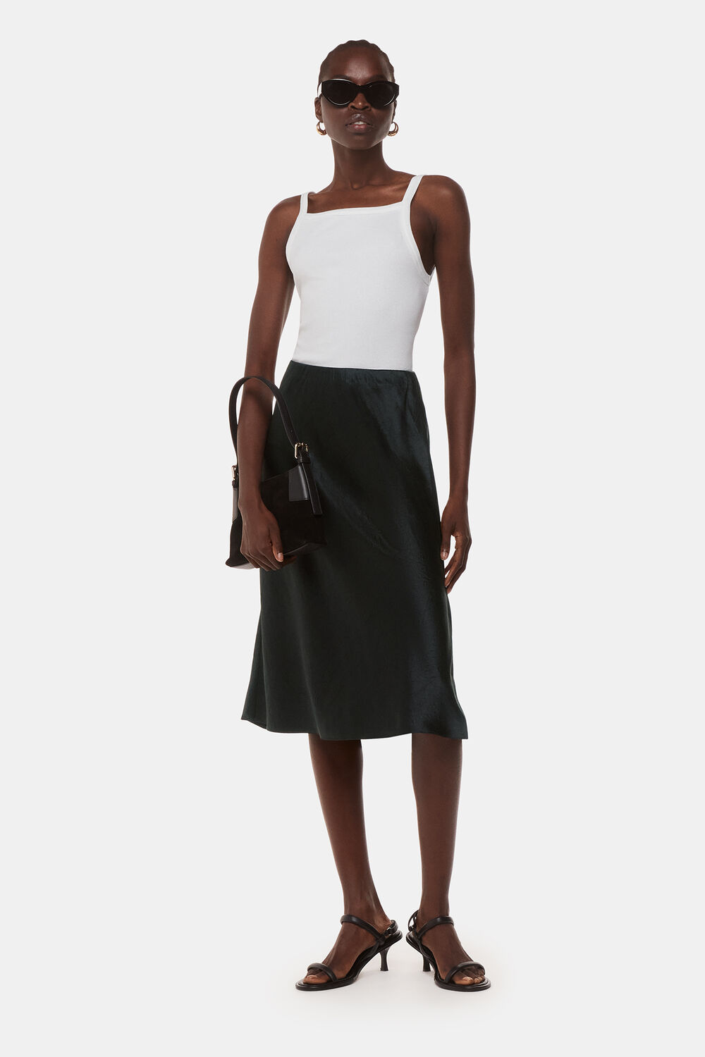 Satin Knee Length Skirt