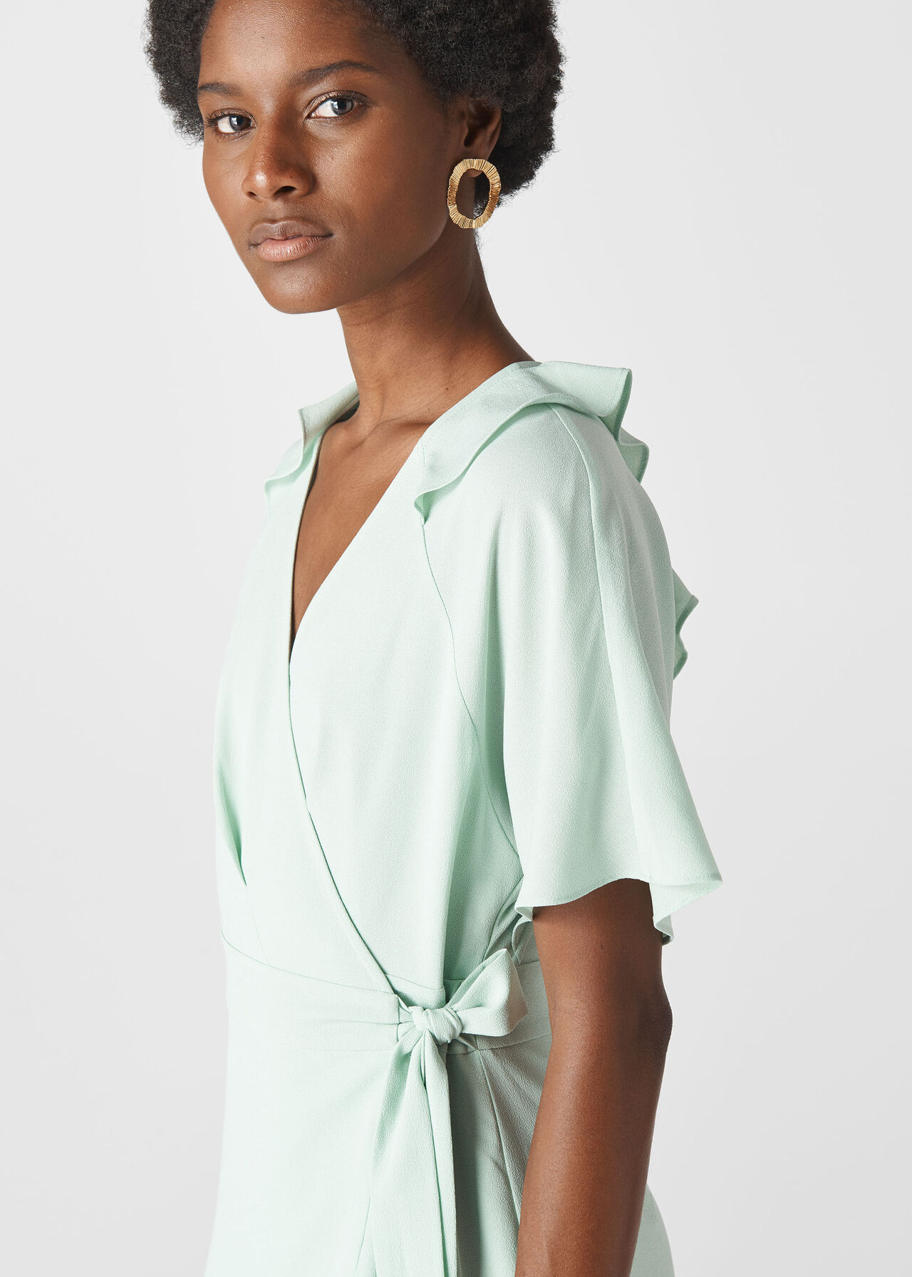 Abigail Frill Wrap Dress Pale Green