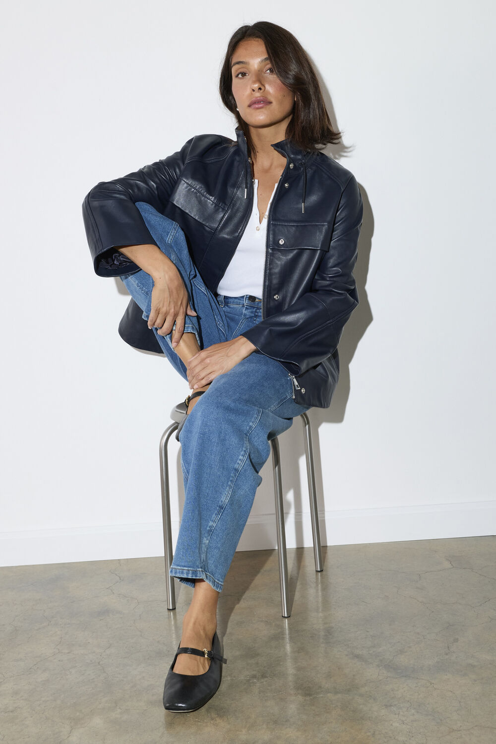 Denim Stretch Barrel Leg Jean