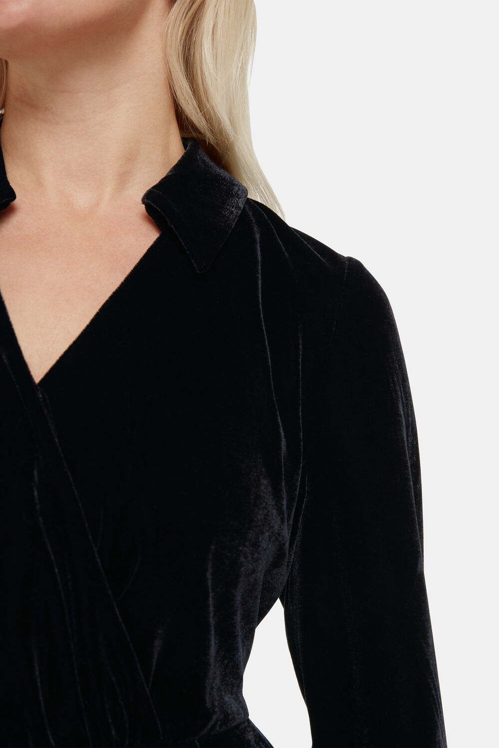 Petite Wrap Velvet Jumpsuit