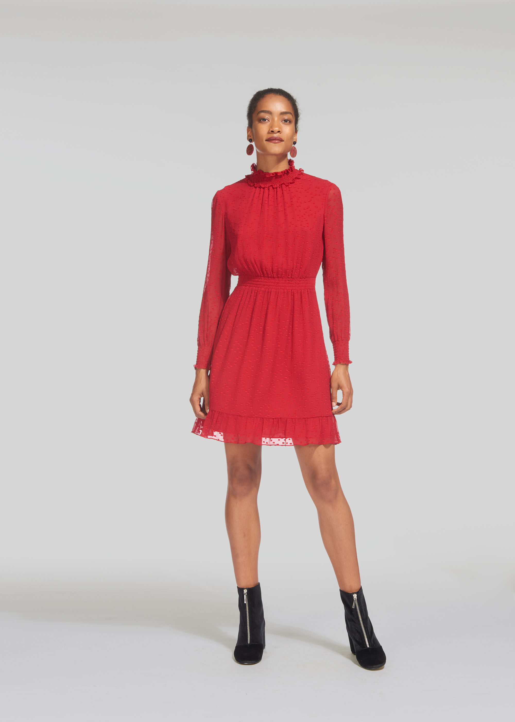 Red Ilona Dobby Dress