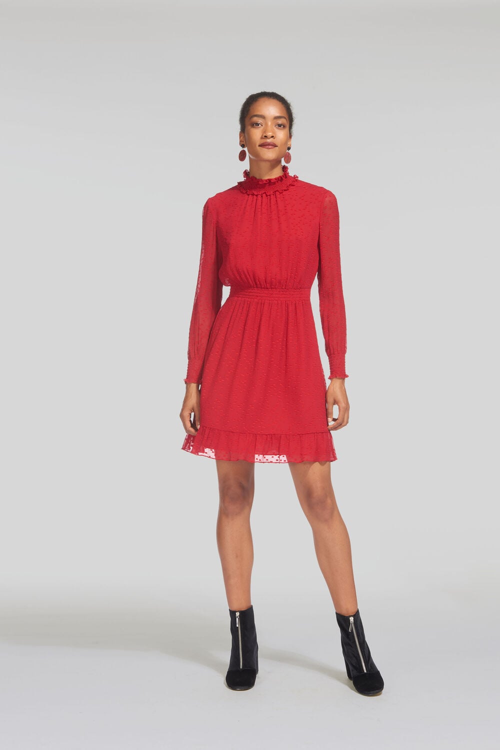 Ilona Dobby Dress Red