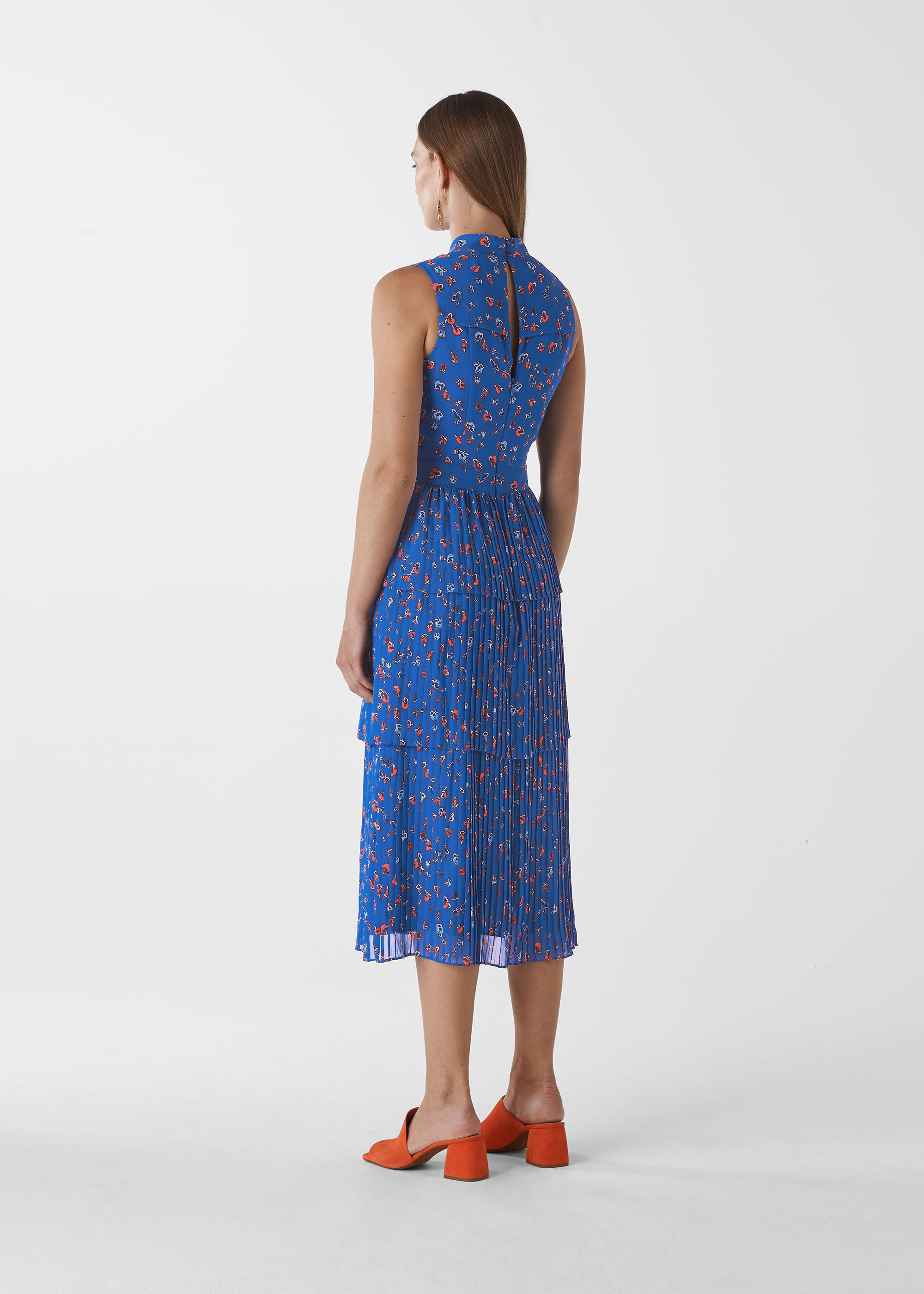 Blue Multi Ditsy Floral Tiered Dress WHISTLES