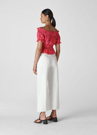 Sunflower Print Bardot Top Pink/Multi